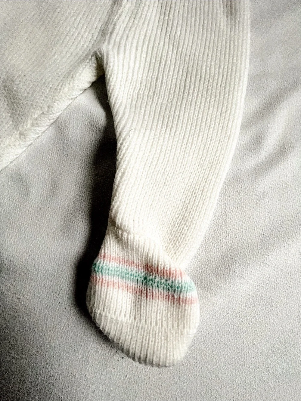 VINTAGE 80s Outfit Set Sweater Shirt Pants Footies Long Knit Bunny Pink Blue